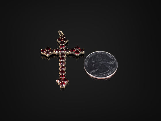 Decorative Bohemian Garnet Cross Pendant