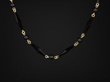  Black Onyx Ball and Rod Necklace in 10K Yellow Gold