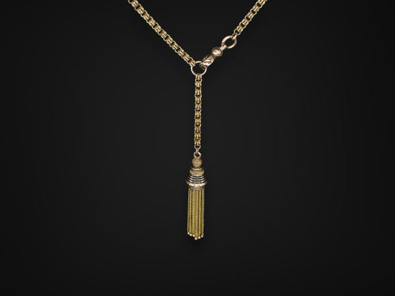 Disguised Front-Clasp Necklace with Decorative Tassel in 10K Yellow Gold