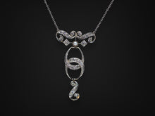  Old Mine Cut Diamond and Saltwater Pearl Necklace in Platinum and 18K Yellow Gold