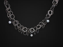  10-11 mm. Freshwater Pearl Necklace in Oxidized Sterling Silver