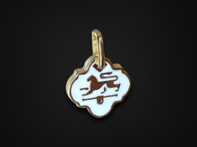  The Lioness White Enamel Charm in 14K Yellow Gold