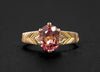 Pink Tourmaline Antique Gold Solitaire Ring in 14K Yellow Gold