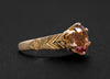 Pink Tourmaline Antique Gold Solitaire Ring in 14K Yellow Gold