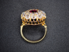 Ruby and Old Mine Cut Diamond Ring in 22K Yellow Gold