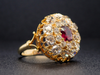 Ruby and Old Mine Cut Diamond Ring in 22K Yellow Gold
