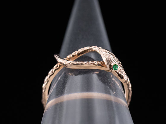 The Serpentine Emerald Snake Band in 14K Rose Gold