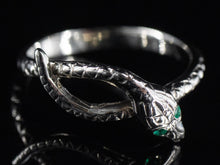  The Serpentine Emerald Snake Band in 14K White Gold