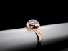 Grey Star Sapphire Solitaire Ring in 10K Yellow Gold
