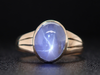 Grey Star Sapphire Solitaire Ring in 10K Yellow Gold