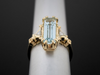 The Adelia Aquamarine and Diamond Ring in 14K Yellow Gold