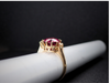 The Layla Raspberry Garnet and Diamond Ring in 14K Yellow Gold