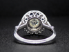 The Trinity Ring with Old Mine Cut Diamond with Blue Sapphires  in 14K White Gold