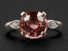 Round Cut Peach Pink Tourmaline and Diamond Two Tone Ring in 14K Yellow Gold
