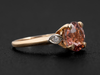 Round Cut Peach Pink Tourmaline and Diamond Two Tone Ring in 14K Yellow Gold