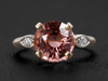Round Cut Peach Pink Tourmaline and Diamond Two Tone Ring in 14K Yellow Gold