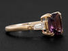 Three-Stone Ring Purple Spinel and Baguette Cut Diamond in 14K Yellow Gold