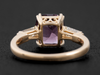 Three-Stone Ring Purple Spinel and Baguette Cut Diamond in 14K Yellow Gold