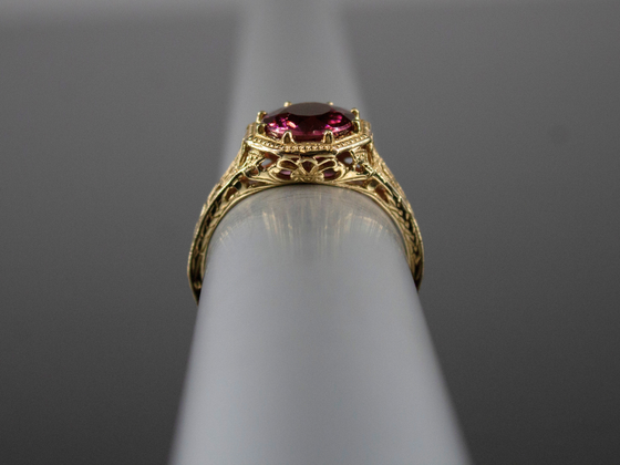 The Winthrop Round Pink Tourmaline Ring in 14K Yellow Gold